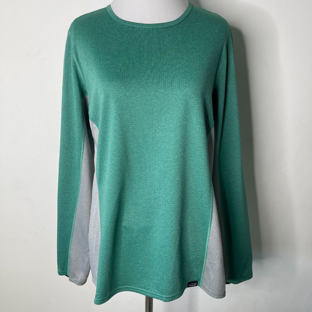 Patagonia #44435 Women's Green Capilene Midweight Crewneck T-Shirt Size Large